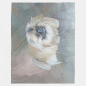 Pekingese hond op taupe fleece deken (Voorkant)