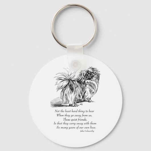 Pekingese Hond Regenboogbrug Sleutelhanger (Voorkant)