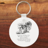 Pekingese Hond Regenboogbrug Sleutelhanger (Voorkant)