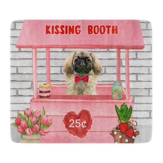 Pekingese Hond Valentijnsdag Kusstand Snijplank (Voorkant)