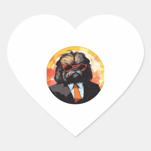 Pekingese Hond Zakenman Hart Sticker (Voorkant)