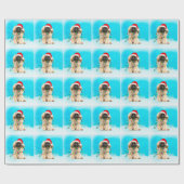 Pekingese Hond Zittend Op Strand Kerst Pet Cadeaupapier (Vlak)