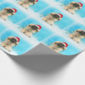 Pekingese Hond Zittend Op Strand Kerst Pet Cadeaupapier (Hoek)