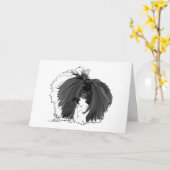 Pekingese Hond Zwart-wit Kaart (Gele Bloem)