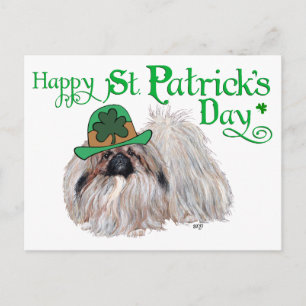 Pekingese honden vieren St. Patrick's Day Briefkaart
