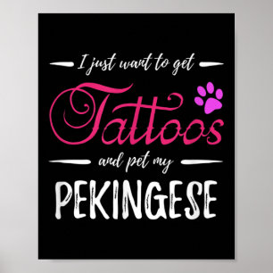 Pekingese Hondenliefhebber Tattoo Funny Dog Mom Gi Poster