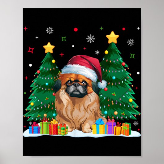 Pekingese Hondenliefhebbers Santa Hat Ugly Christm Poster (Voorkant)