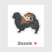 Pekingese Hondenras Boho Floral Silhouette Sticker (Vel)