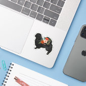 Pekingese Hondenras Boho Floral Silhouette Sticker (Laptop met iPhone)