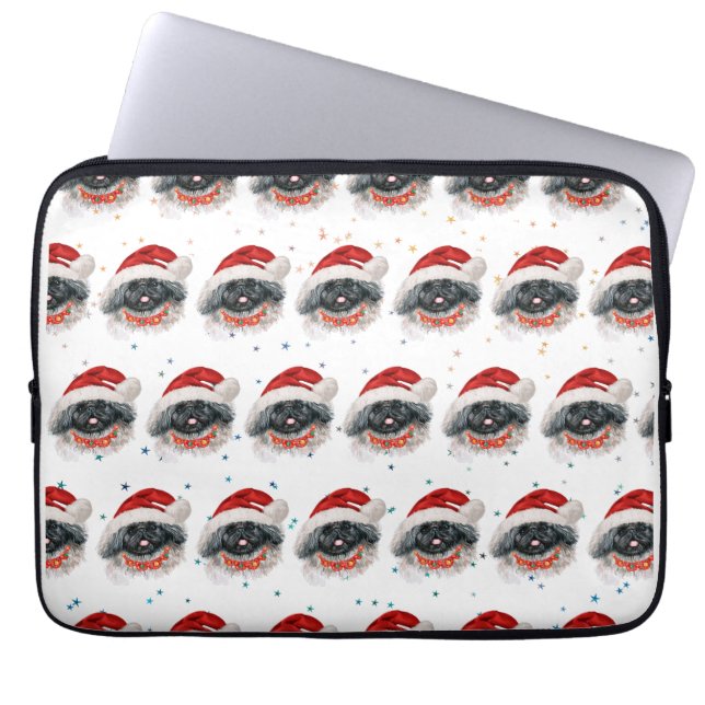 Pekingese hondenras Kerststerren Laptop Sleeve (Voorkant)
