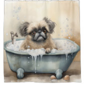 Pekingese in badkuip Waterverf Hondenkunstdouche Douchegordijn (Voorkant)