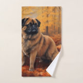 Pekingese in Herfstbladeren Herfst Inspire Bad Handdoek (Handdoek)