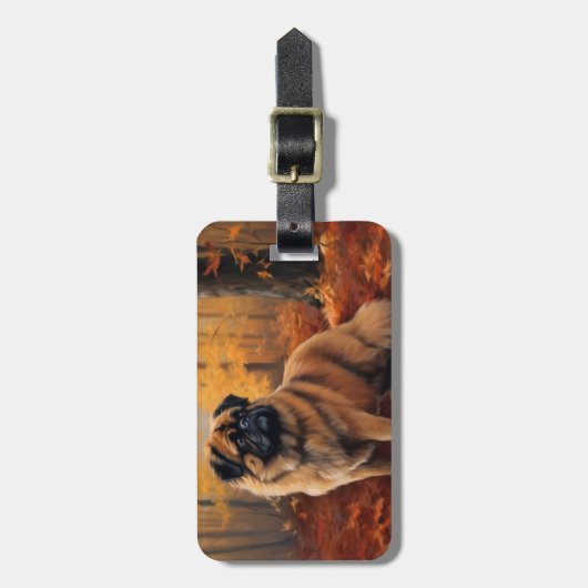 Pekingese in Herfstbladeren Herfst Inspire Bagagelabel (Voorkant verticaal)