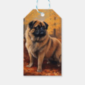 Pekingese in Herfstbladeren Herfst Inspire Cadeaulabel (Voorkant)