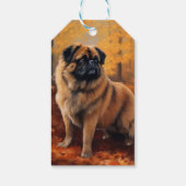 Pekingese in Herfstbladeren Herfst Inspire Cadeaulabel (Achterkant)