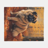 Pekingese in Herfstbladeren Herfst Inspire Fleece Deken (Voorkant (Horizontaal))