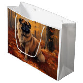 Pekingese in Herfstbladeren Herfst Inspire Groot Cadeauzakje (Voorkant Gekanteld)