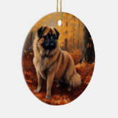 Pekingese in Herfstbladeren Herfst Inspire Keramisch Ornament (Rechts)