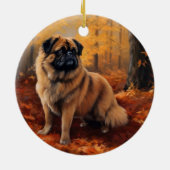 Pekingese in Herfstbladeren Herfst Inspire Keramisch Ornament (Achterkant)