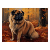 Pekingese in Herfstbladeren Herfst Inspire Perfect Poster (Voorkant)