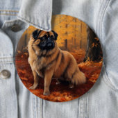 Pekingese in Herfstbladeren Herfst Inspire Ronde Button 6,0 Cm (In situ)