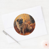 Pekingese in Herfstbladeren Herfst Inspire Ronde Sticker (Envelop)