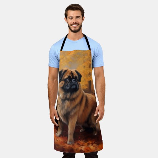 Pekingese in Herfstbladeren Herfst Inspire Schort (Gedragen)
