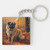 Pekingese in Herfstbladeren Herfst Inspire Sleutelhanger (Achterkant)