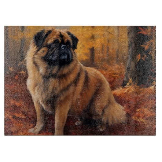 Pekingese in Herfstbladeren Herfst Inspire Snijplank (Voorkant)