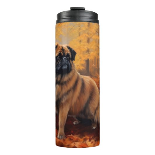 Pekingese in Herfstbladeren Herfst Inspire Thermosbeker (Voorkant)