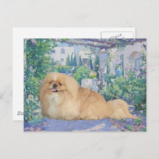 Pekingese in Lavender Briefkaart (Voorkant / Achterkant)