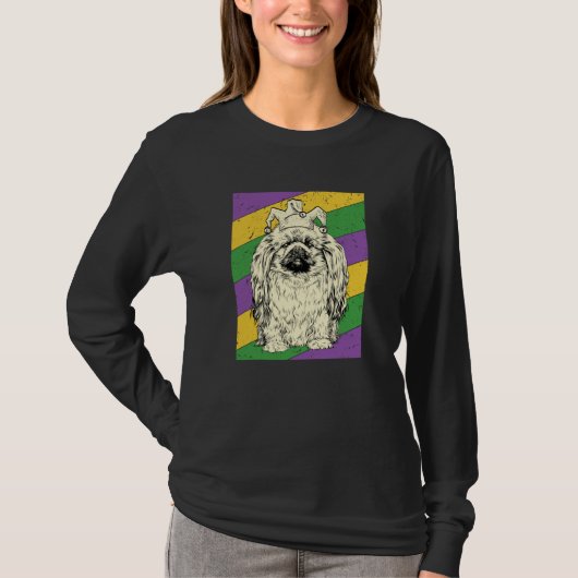 Pekingese Jester Mardi Gras Dog Mom or Dad T-shirt (Voorkant)
