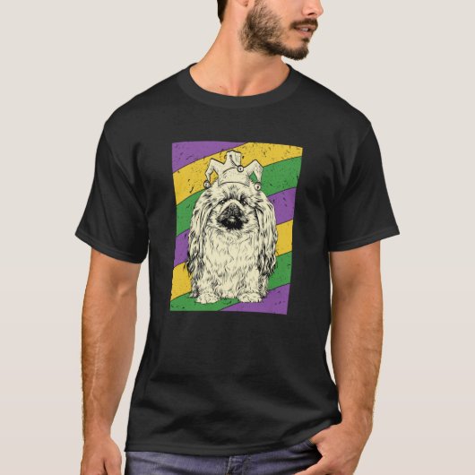 Pekingese Jester Mardi Gras Dog Mom or Dad T-shirt (Voorkant)