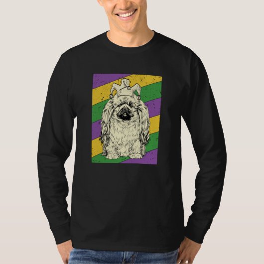 Pekingese Jester Mardi Gras Dog Mom or Dad T-shirt (Voorkant)