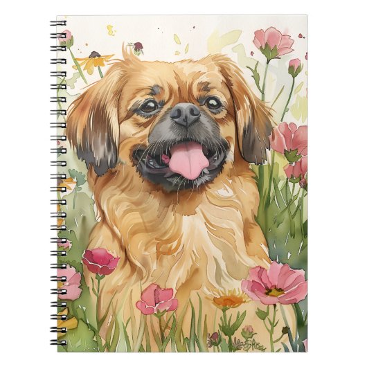 Pekingese Journal – Watercolor Cover Notitieboek (Voorkant)