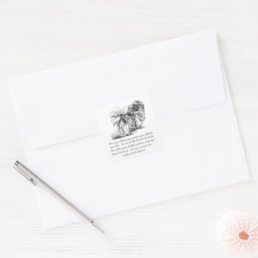 Pekingese Keepomwille - VROUW Vierkante Sticker (Envelop)