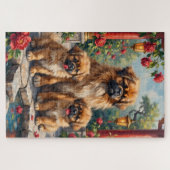 Pekingese Keizerlijke Pioenentuin Kunst Legpuzzel (Horizontaal)