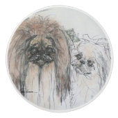 Pekingese Keramische Knop (Voorkant)