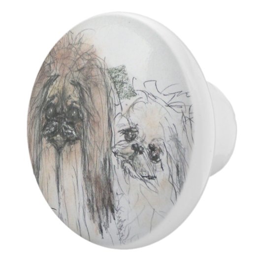 Pekingese Keramische Knop (Rechts)