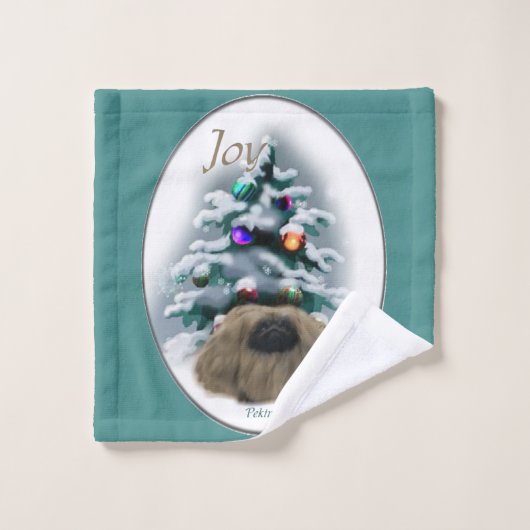Pekingese kerst bad handdoek (Wasdoekje)