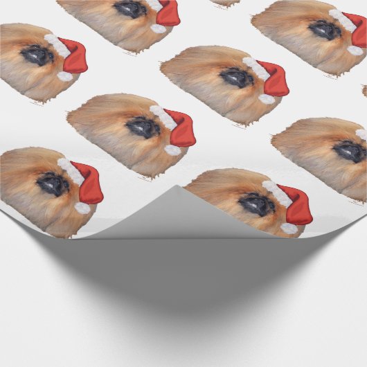 Pekingese kerst cadeaupapier (Hoek)