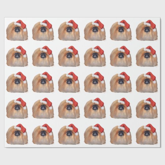 Pekingese kerst cadeaupapier (Vlak)