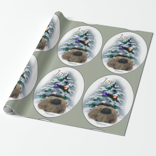 Pekingese kerst cadeaupapier (Uitgerold)