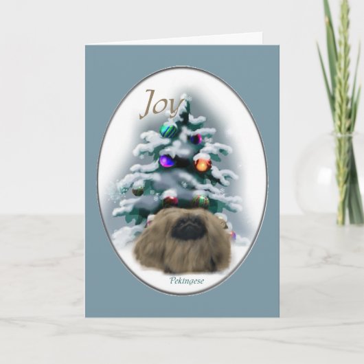 Pekingese kerst feestdagen kaart (Voorkant)