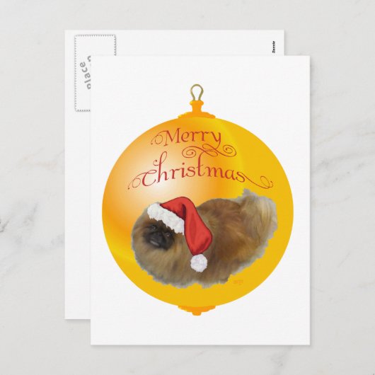 Pekingese kerst feestdagenkaart (Voorkant / Achterkant)