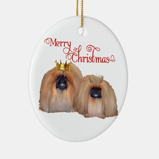 Pekingese kerst keramisch ornament (Rechts)