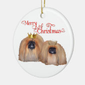 Pekingese kerst keramisch ornament (Links)
