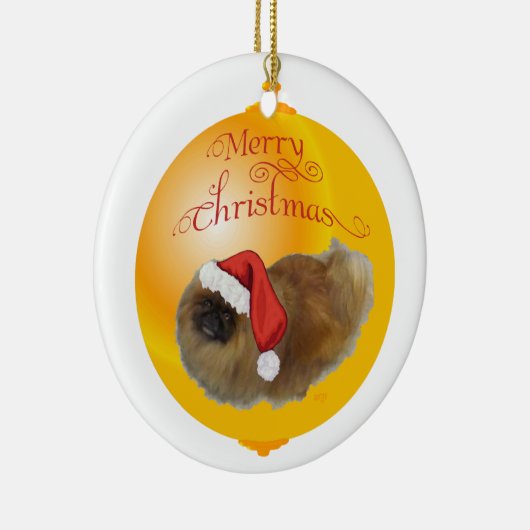 Pekingese kerst keramisch ornament (Rechts)