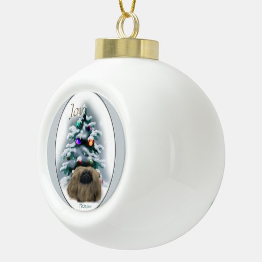 Pekingese kerst keramische bal ornament (Rechts)