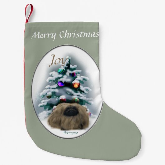 Pekingese kerst kleine kerstsok (Voorkant)